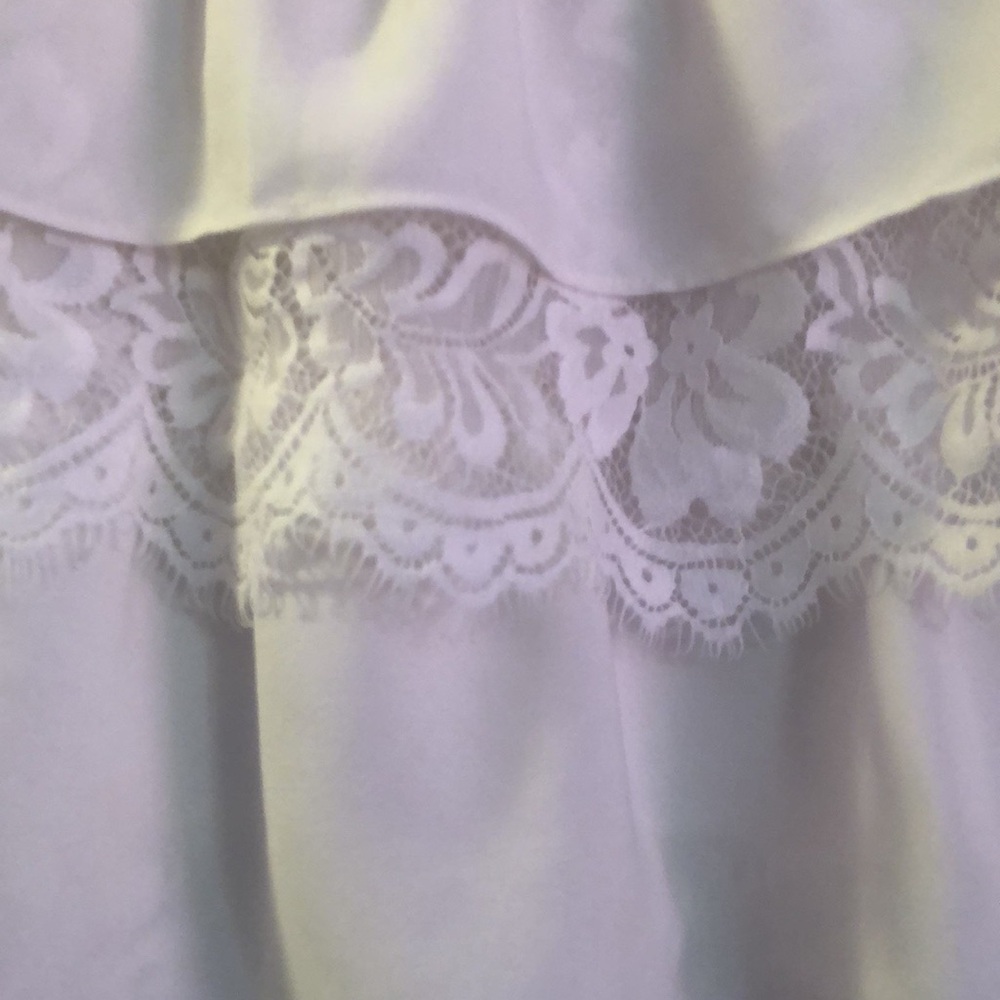 Express Ivory Color Tiered Lace Ruffled Mini-Skirt - Picture 4 of 7